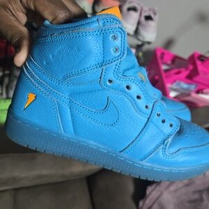 Jordan Blue Sneakers with Orange Accent